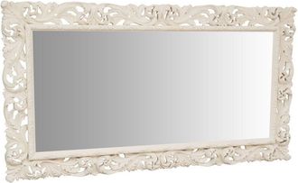 Biscottini International Biscottini - Espejo de pared de colgar de madera con acabado blanco antiguo hecho en italia