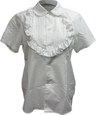 Comme Des Gar&ccedil;ons Comme des Gar&ccedil;ons Girl Pleated Ruffled Poplin Shirt in White Cotton