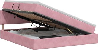 vidaXL Cama Con Almacenamiento Rosa 140 X 200 Cm Terciopelo Vidaxl
