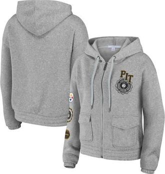 WEAR by Erin Andrews Womens WEAR by Erin Andrews Heather Gray Pittsburgh Steelers Full-Zip Hoodie at Nordstrom, Size X-Small
