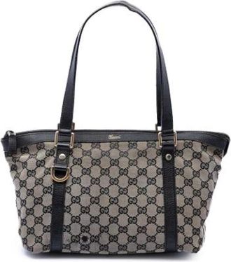 Gucci Pre-owned Vintage Canvas Tote Bag - unisex - Vintage Shopper - Grijs - ONE Size - Leer - Vintage