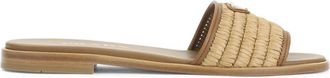 Prada Sliders, female, Brown, Size: 10 US Calf Leather Flat Sandals