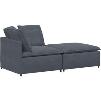 vidaXL Vidaxl - Sof&aacute; Modular Con Reposapi&eacute;s Y Cojines En Terciopelo Gris Oscuro