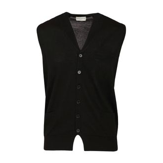 Ballantyne V-neck Vest - male - Ballantyne - Cardigans - Black - XL - Knitwear