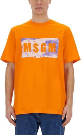 Msgm Orange Crew Neck T-Shirt