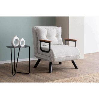 Dmora Dmora - Sill&oacute;n Keoni, Asiento Acolchado, Sof&aacute; De Sal&oacute;n Individual, Silla Con Reposabrazos, 60x78 H78 Cm, Blanco