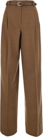 Max Mara Wijde broek - Dames - Broeken - Bruin - Maat: M Zijde