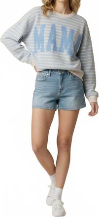 Tr&egrave;s Bien Mama Cloudy Knit Top In Blue Striped