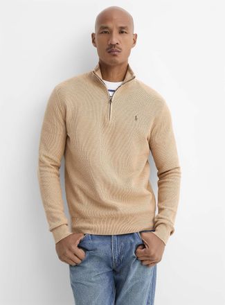 Polo Ralph Lauren Polo Shirt Ralph Lauren - Mens Honeycomb-stitch zip-neck sweater