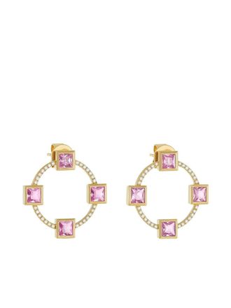 Devon Woodhill 18K yellow gold pink sapphire club earrings - women - Pink Sapphire/18kt Yellow Gold/Diamond - One Size