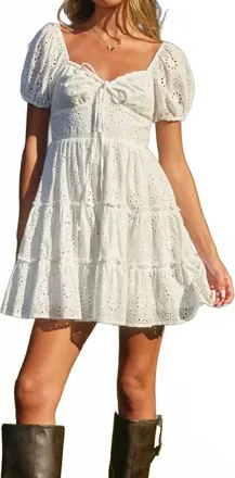 Dress Forum Eyelet Mini Dress In White