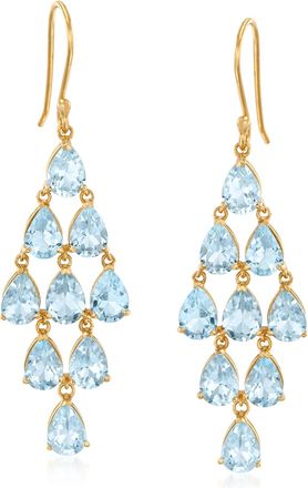 Ross-Simons Sky Blue Topaz Chandelier Drop Earrings in 18kt Gold Over Sterling