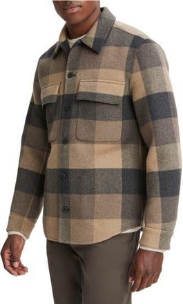 Vince Splittable CheckWool Blend Button-Up Shirt Jacket in Warm Pewter at Nordstrom Rack, Size Small