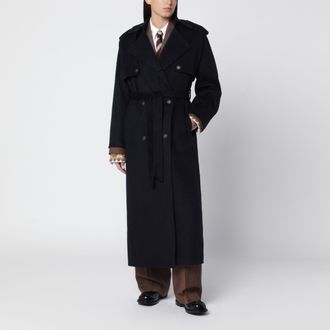 IVY OAK Cappotto doppiopetto blu navy scuro in lana