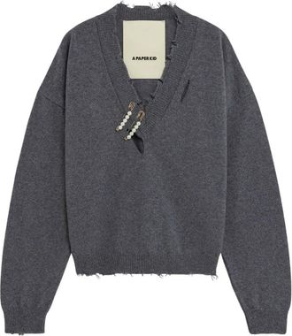 A Paper Kid Dames, Truien, Grijs, Maat: M Wol