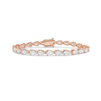 Diana M. Jewels 14kt Rose Gold 15cts Lab Grown Pear Diamond East-West Tennis Bracelet