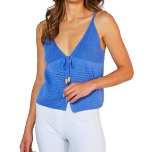 French Kyss Spaghetti Strap Detail Tank Top In Peri