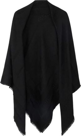 Elisabetta Franchi Vierkante Wollen Sjaal - Dames - Wintersjaals - Zwart - ONE Size - Wol - Accessoires