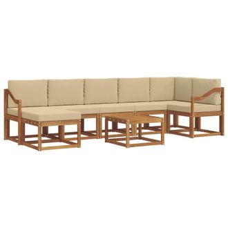 vidaXL Conjunto De Sof&aacute;s De Exterior Con Coj&iacute;n 8 Pcs Natural Y Beige Vidaxl