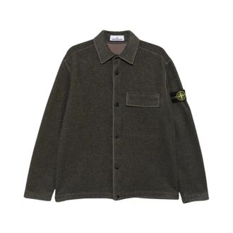 Stone Island Wollen overhemdjack - Heren - Overhemden - Grijs - Maat: M Wol