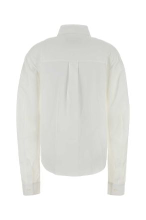 Dsquared2 Womens White Poplin Shirt Lightblue Exterior: Cotton Camicie