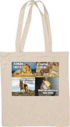 Generic Roman empire Byzantine empire funny meme art lion tiger Natural Cotton Tote Bag White