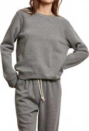 perfectwhitetee Scarlett Core Fleece Sweatshirt In Dark Heather Grey