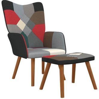 vidaXL Poltrona Relax con Poggiapiedi in Tessuto Patchwork - Vidaxl