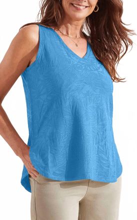 Tribal Textured Tank Top In Deep Sea