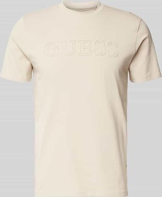 Guess T-Shirt mit Label-Print Modell ALPHY in Beige, Größe XS