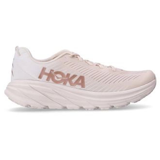 Hoka One One Hoka Rincon 3 Synthetic Textile Womens Low Top Trainers - Eggnog Rose Gold - Size:UK 6.5