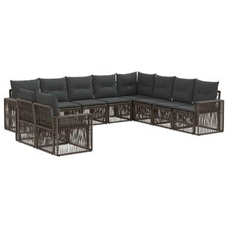 vidaXL Conjunto De Sof&aacute;s De Jard&iacute;n 10 Pcs Gris Y Gris Oscuro Vidaxl