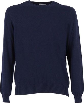 Settefili Cashmere Girocollo Spalla Francese 1 Filo - Heren - Cashmere truien - Blauw - L - Kasjmier - Truien & Vesten