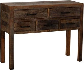 Wanderlust Deco Recibidor De Madera Artesanal Con 5 Cajones Marr&oacute;n 110x40x85h Cm