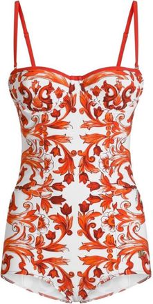 Dolce & Gabbana Orange Printed Swimwear