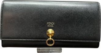 Fendi Black Leather Long Wallet (Bi-Fold) (Pre-Owned)