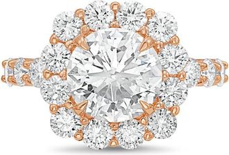 Diana M. Jewels 14kt rose gold 4.00cts Lab-Grown Round Diamond Halo Ring with Diamond Band