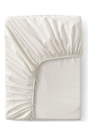 Lands End 417 Thread Count Premium Supima Cotton No Iron Sateen Fitted Bed Sheet in Ivory at Nordstrom, Size Queen