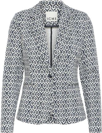 Ichi Eclipse Ikat Tile Blazer Jas - Dames - Blazers - Grijs - M - Polyester - Jassen