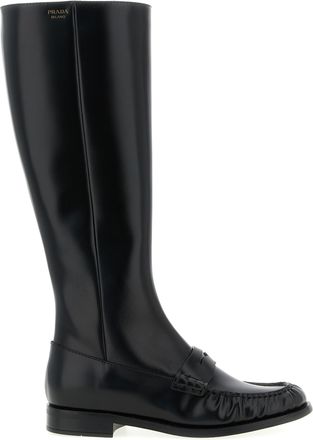 Prada Black Calfskin Over The Womens Knee
