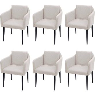 Hhg Set 6x poltrone sedie pranzo soggiorno Lounge HHG-734, tessuto avorio beige