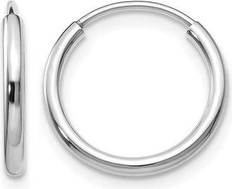Diamond2Deal 14k White Gold 1.50mm Polished Endless Huggie Hoop Earrings