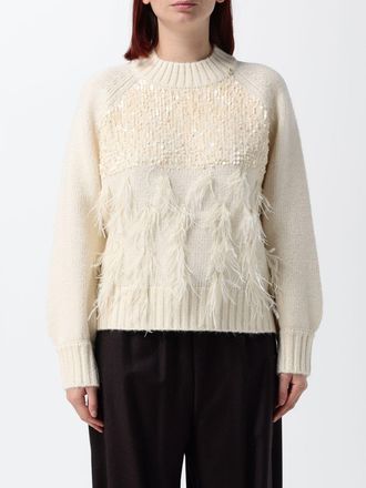 Liu Jo Alpaca Wool Crewneck Jumper with Feathers and Sequins
