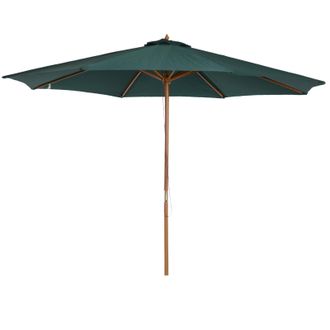 OUTSUNNY Sombrilla De &Oslash;300x250 Cm Con M&aacute;stil De Madera Y Sistema De Poleas Para Jard&iacute;n, Patio, Terraza, Zona Verde