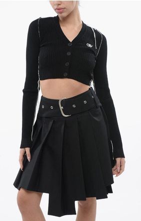 Off-white Cropped Cardigan With Contrasting Seams size 40