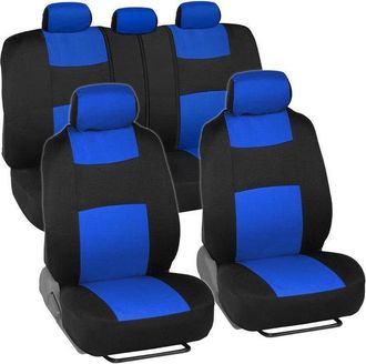 OEM Juego Completo De Fundas Para Asientos De Coche: Asientos Delanteros Y Traseros, F&aacute;cil Instalaci&oacute;n, Camiones, Furgonetas Y Suv, Gris Negro