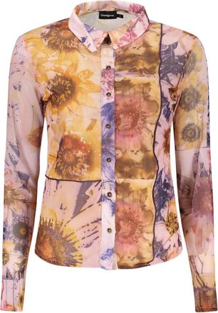 Desigual Lange Mouwen Bedrukt Shirt - Dames - Overhemden - Roze - M - Overhemden