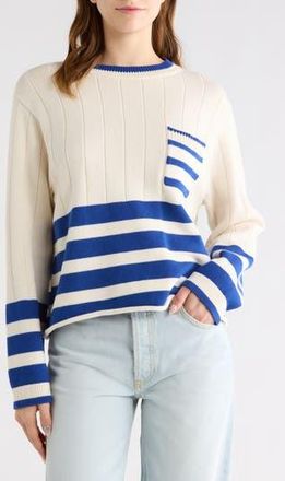 Re/Done The Nash Crewneck Sweater in Ivory Combo at Nordstrom Rack, Size X-Small