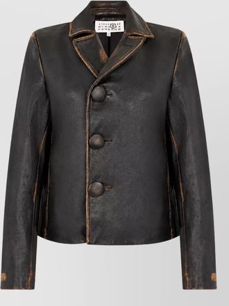 Maison Margiela leather short single breasted coat