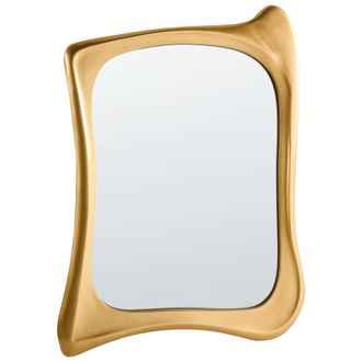 Beliani Beliani - Espejo De Pared Forma Irregular De Vidrio Material Sint&eacute;tico Mdf 85 X 94 Cm Dorado Concarneau
